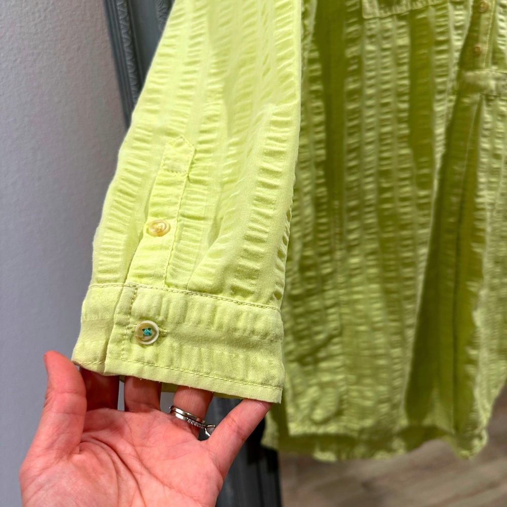 Anthropologie Pilcro Textured Seersucker Tunic Buttondown Oversized Boho M - Picture 6 of 8